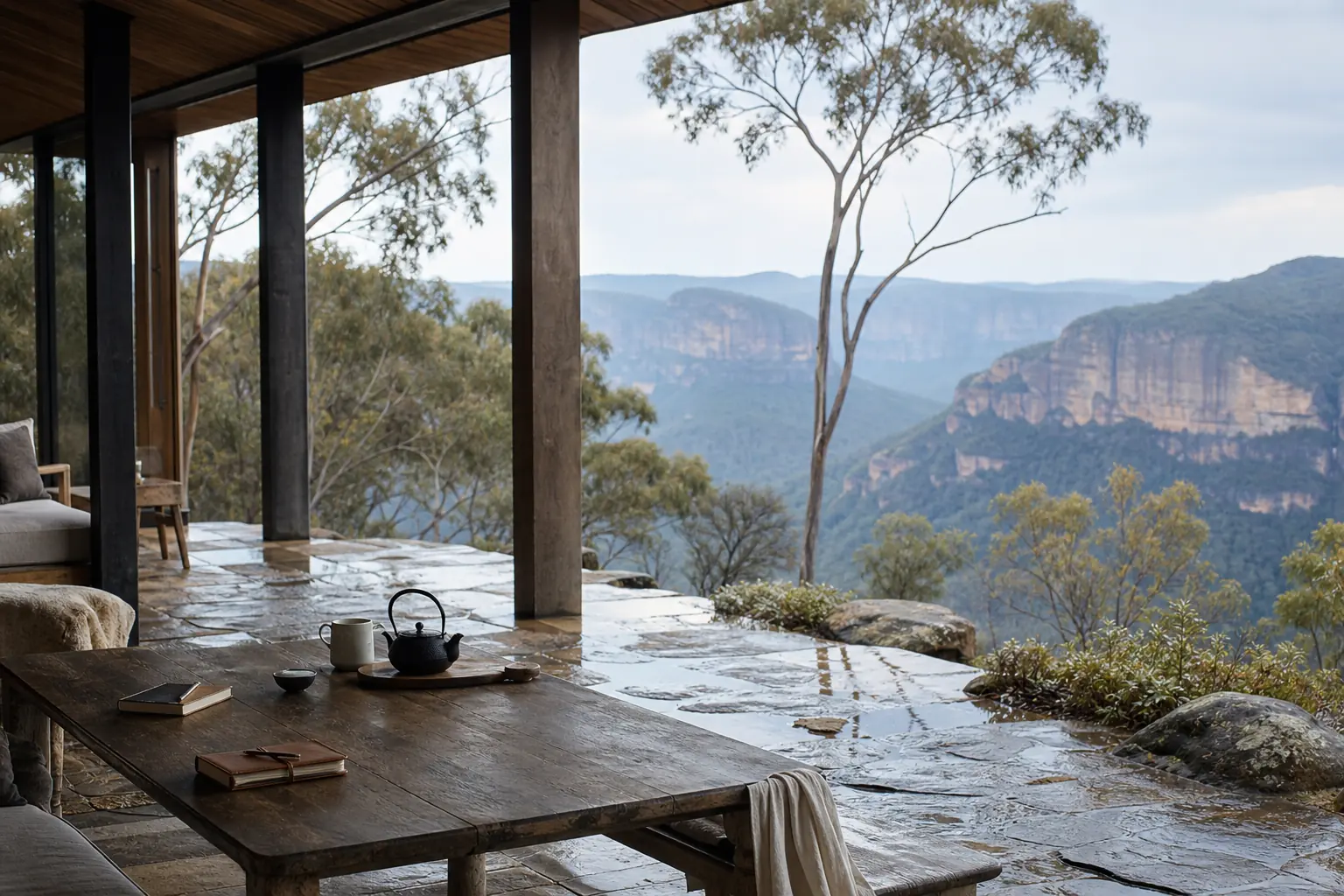 A quiet retreat pavilion overlooking the Blue Mountains